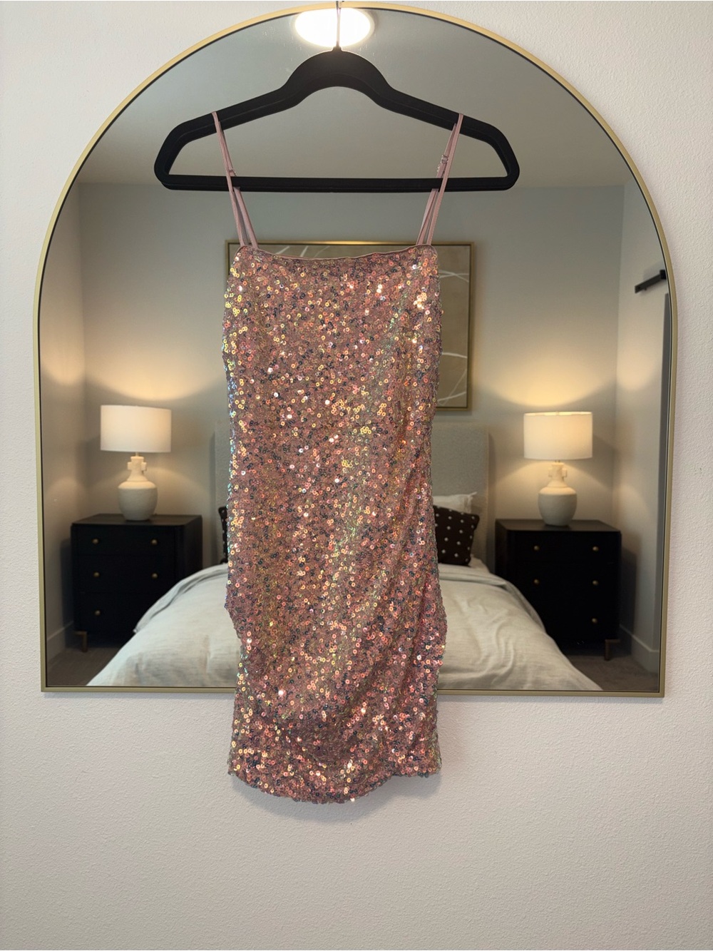 Forever 21 Rose Gold Sequin Mini Slip Dress
